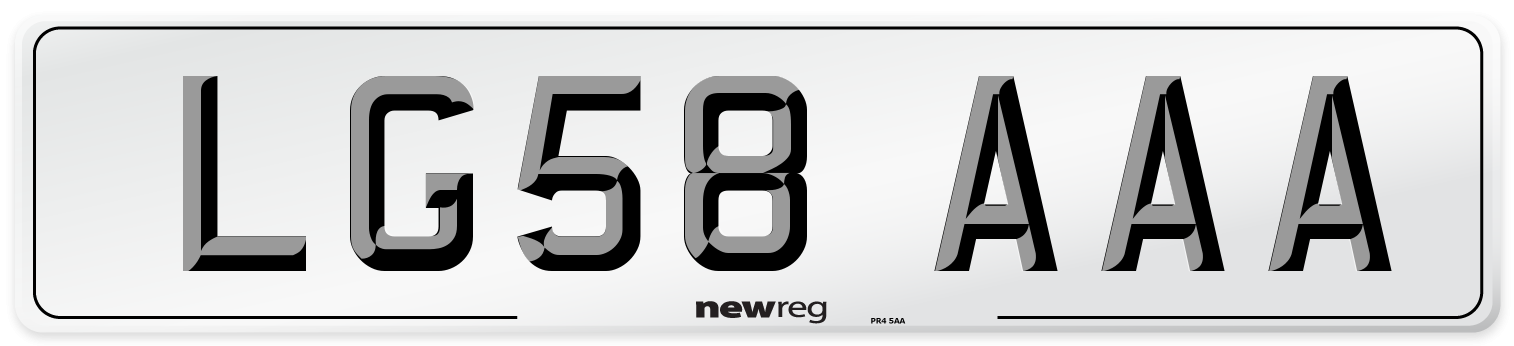 LG58 AAA Number Plate from New Reg